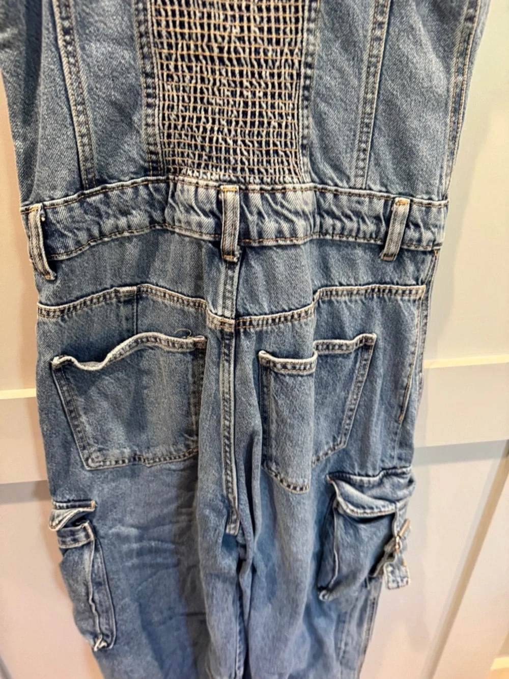 Zara Light Blue Denim Cargo Jumpsuit - Picture 5 of 8